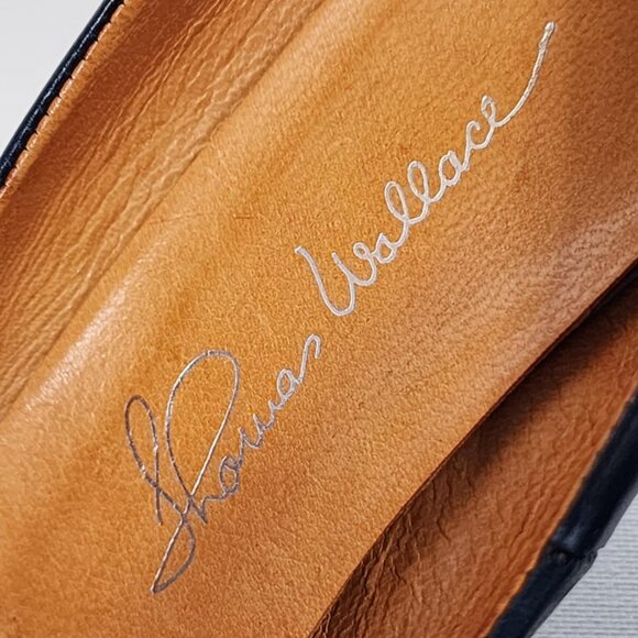 Thomas Wallace navy blue leather high heels - Picture 6 of 12